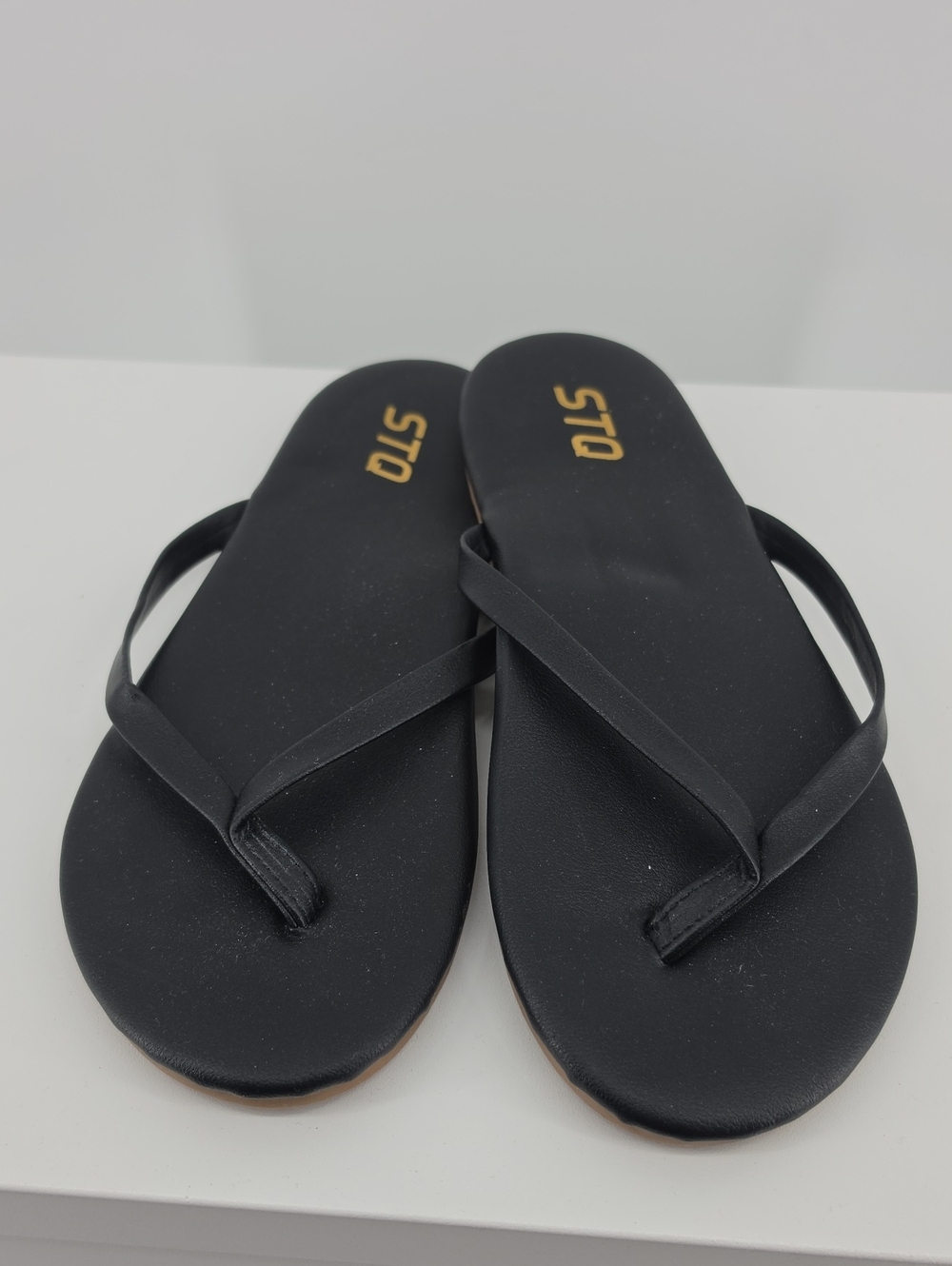 Black Women's Minimalist Flip Flop Sandals With High Arch Support